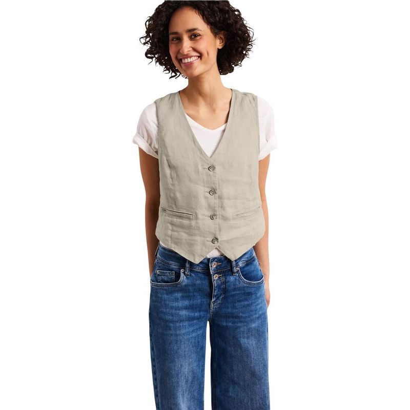 Street One Beige Linen Women's Waistcoat